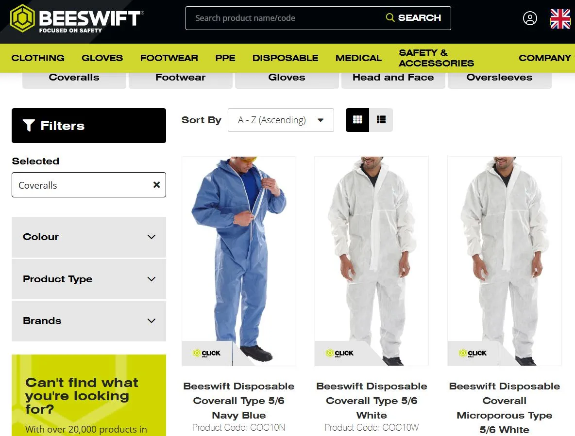disposable coverall suppliers in uk